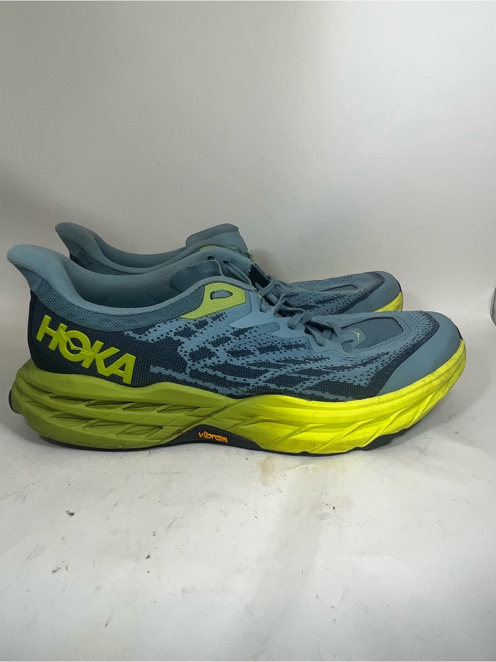 Hoka One One Speedgoat 5 1123157-SBDCT Mens 11.5 D Shoes Stone Blue Citron